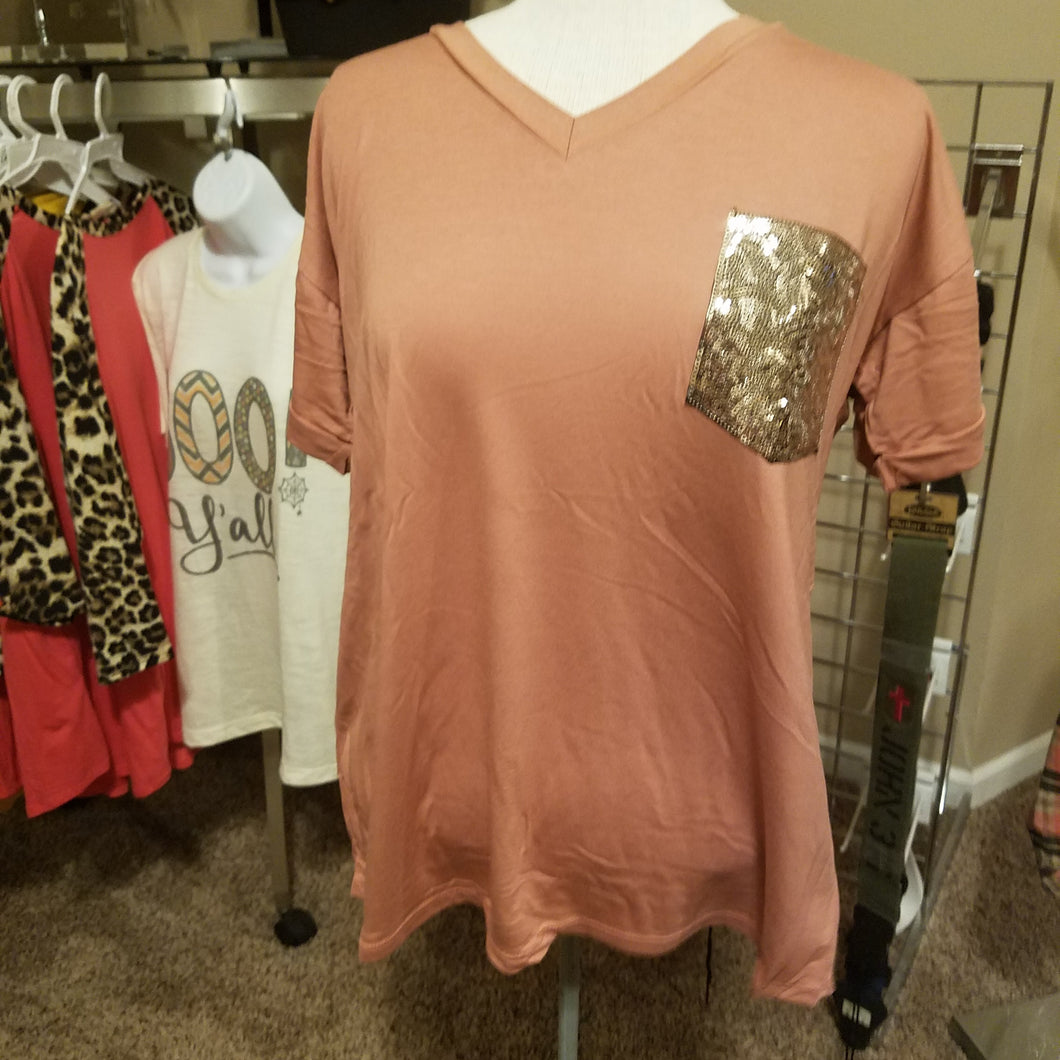 Sequin Pocket Top