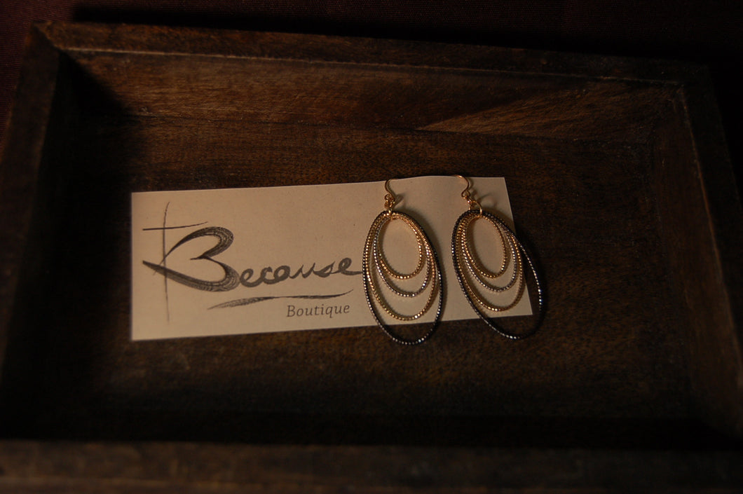 Silver Gold Oval Earrings